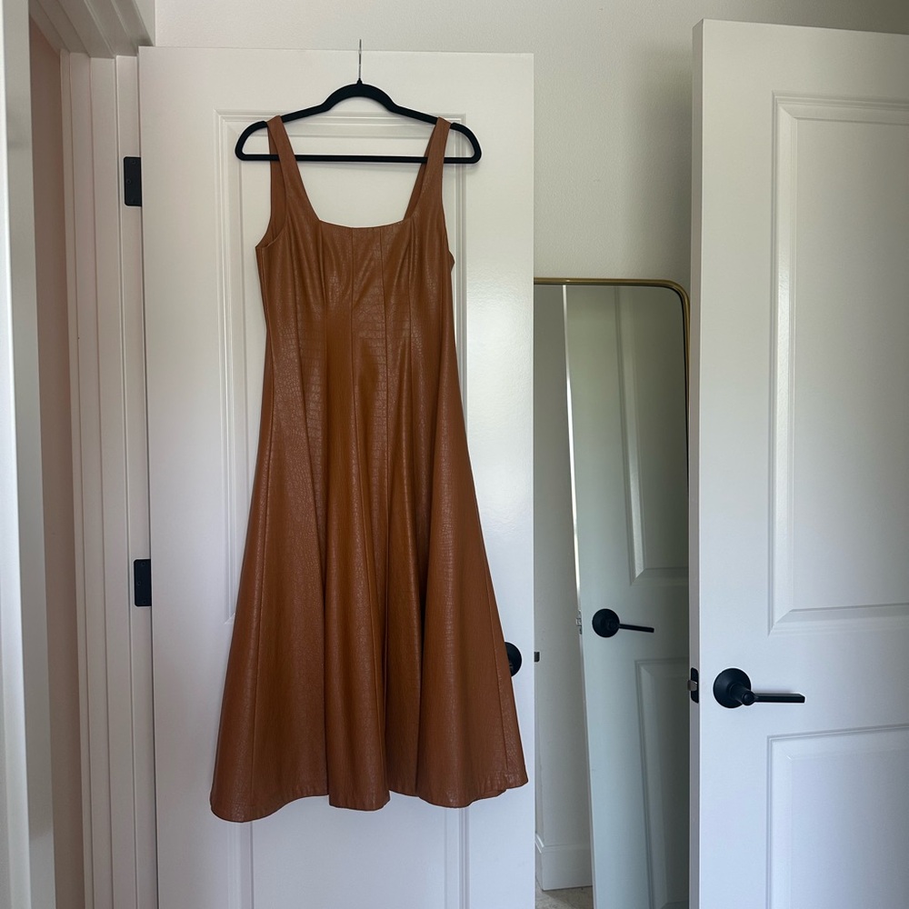 Avec Les Filles Brown Midi Sundress Square Neck